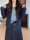 Fake Two Striped Knitted Long Sleeves Spring 2026 New Temperament Design Sense To Reduce The Age Of The Bottom Top Of The Blot