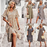 Dili Independent Research And Development Design Printing V-Neck Short-Sleeved Dress Dress 2025 Summer Women's Fashion