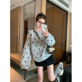Kiss Wave Nods Sweater Women 2025 New Autumn And Winter Thick Loose Leisure Lazy Wind Inside The Knitting Shirt