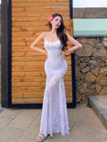 Seaside Vacation Purple Lace Lace Sling Dress Gentle Temperament To Repair The Hip Beach Dress Summer