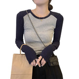 Vintage Shoulder Long-Sleeved T-Shirt Girl Autumn And Winter Dress In The Shirt Hottie Design Sense