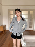 Korean Wearing A Chic Hooded Design Single-Cuffed Long-Sleeved Women 2026 Spring New Pure Simple Fashion Top