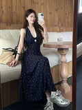 French Temperament Hanging Neck Crumb Dress Dress Women Summer Seaside Beautiful Lace To Receive Waist A Skirt Dress