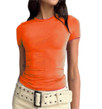 2025 Women's Long-Sleeved T-Shirt Spring And Autumn Solid-Colored T-Shirt T-Shirt Women's Street Dress Shirt Short
