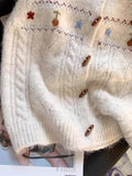Vintage Knitted Vest Women Handmade Flowers Spring And Autumn Shoulder Vest Collar Folded Sweet Taut Horse Clip