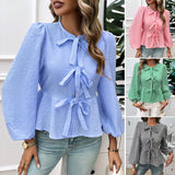 Dili 2025 Autumn And Winter Coat Women Casual Bubble Sleeves Round Neck Loose Long-Sleeved Shirt Woman
