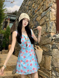 French Lace V-Neck Vest Dress Women's Summer Design Sense Seaside Resort Style To Close Short Skirt
