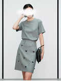 The New Short-Sleeved Shopkeeper Recommends The Quiet Luxury Craft Hand-Studded Romantic Flower Half-Dress Suit