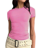 2025 Women's Long-Sleeved T-Shirt Spring And Autumn Solid-Colored T-Shirt T-Shirt Women's Street Dress Shirt Short