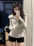 Lulu Body-Repair Jacket Women Open Spring Wearing Shoulder-To-Shoulder Hooded Sports Short Waists