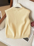 French White Folded Vest Open Shirt Sweater Women Early Autumn Slim Loose Knitted Vest Knitted Vest On The Shoulder