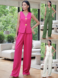 Spring And Summer Women's Fashion Button Trousers Casual Two-Piece Set Of Women