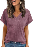 2025 Summer Blouse Women's Short-Sleeved Casual V-Necked T-Shirt