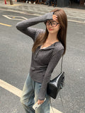 Lace Spliced Collared Two Long-Sleeved Bottom Shirt Women In Autumn And Winter To Set Up A Slim Half Open Collar Top T-Shirt
