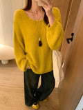 Lazy Wind Yellow Round Collar With Long-Sleeved Knitted Shirt Women 2026 Autumn New Wave Dot Silk Scarf Bottom Shirt Top
