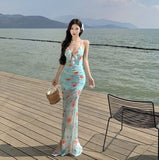 The Heart-Robed Atmosphere Feels The Holiday Wind Sweet High Open Fork To Close The Waist And Broken Flower Dress Pure Desire Beach Photo