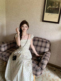 Tea Break French Small Flying Sleeves Dot Joint Dress Women's Summer 2026 New Niche Design Feeling Waist Skirt