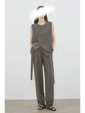 The Big Lady's Main Trousers Suit Casually Cool Twill Thigh Thigh Thighs Thighs Thighs Trousers Set Summer