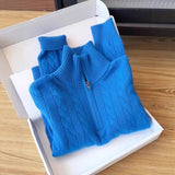 High-Level Klein Blue Half Zipper Sweater Women's Autumn And Winter Large-Size Fat MM Loose Leisure Age Reduction Thin Top