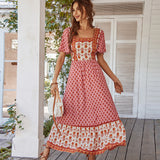 Dili 2025 Spring/Frives Cotton-Print Dresses French-Style Printed Dress Women's Dress