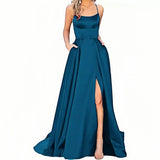 2026 New Bridesmaids Dress Long Dress Small Tailings Slings Solid Party Evening Dress