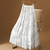 Two Sides Wear High-End Printed Dress Skirt Women's Spring And Summer 2025 New 100-Fold Skirt Mesh Dress
