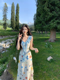 Seaside Vacation Wearing French Slings Broken Floral Dress Women's Summer 2025 New Huge Look Niche