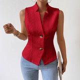 2025 Women's New Commuting V-Neck Buttonless Sleeve Vest Vest Coat Topess