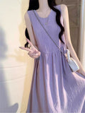 Gentle Wind Purple Sleeveless Dress Women's Summer 2026 New Niche High-End Lanky Temperament Long Dress
