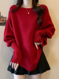 High-End Feel Gray Wears Gray Knitted Sweater Women's Autumn Dress Large Fat Mm Irregular Bat Sleeve Top