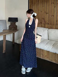 French Temperament Hanging Neck Crumb Dress Dress Women Summer Seaside Beautiful Lace To Receive Waist A Skirt Dress