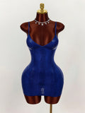 New Solid Color Temperament Dark V Low-Collar Body Sexy Sling Bag Hip Dress Dress Women's Dress