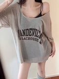 Loose Simple Letter Print Sun Protection Shirt Women's Summer Korean Version Of The Age Reduction Of Leisure In The Long Short-Sleeved Thin T-Shirt