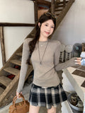 Korean Oat Collar 2026 Autumn New Long-Sleeved T-Shirt Inside The Bottom Shirt To Repair The Lazy Temperament Of The Woman