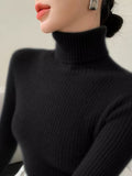 2025 New Spring And Autumn With Women's High-Collar Sweater In Autumn And Winter To Thicker Thick Cotton Knitting Bottom Shirt