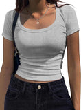 2025 New Round Collar Short-Sleeved Jersey Women's Casual Sexy Knitted Street