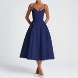 Dili Elegant High-Grade Slings Solid Long Dress Dress Women's 2025 Autumn And Winter