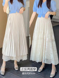 White Lace Dress Woman 2025 New Spring And Summer Temperament Long High-End Ponpong Mesh Dress A Word Umbrella Skirt