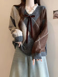 Wine Red Ringge Sweater Women 2025 Autumn And Winter New Fat Mm Lace V-Neck Knitted Cotton Dress Retro Maillard Top