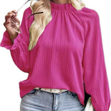 Spring And Summer Women's Solid Color Lotus Leaf Collar Loose-Fitting Chiffon French Top Shirt Women's Long Sleeves