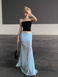 Seaside Net Dress Small Blue Dress Girl Summer Hot Girl Fishtail Skirt Temperament Ass Skirt Skirt