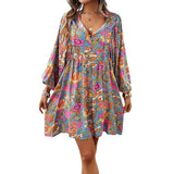 Dili Women's Clothing 2025 Spring And Summer Leisure Vacation People Cotton Print Long-Sleeved Dress