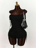 New Solid-Color INS Body-Repair Sexy Chest-Slaming Elastic Dew-Soliding Su-Otico Personality Jumpsuit