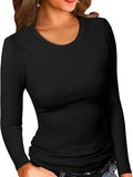 2025 New Women's Modale Ro-Necked T-Shirt Basic Solid Long Sleeve
