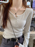 Pure Cotton Bottom Shirt Women With Autumn 2025 New Long-Sleeved T-Shirt Autumn And Winter Gas On The Shoulder