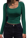 2025 New Thread Pit Strips Long-Sleeved Square T-Shirt Women's T-Shirt