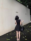Small Sweet Short Dress Women's New Summer Waist Thin Design Solid Color Sleeveless Vest Temperament Dress