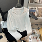 Fish Bone Top Female Senior Sense Of The Hottie With A Small Design Short Long-Sleeved T-Shirt Early Autumn