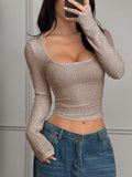 Dili Y2K Sexy Wind Solid Long-Sleeved Vest T-Shirt Women's Clothing 2025 Spring And Summer
