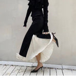 Spring New Fashionable Irregular Half-Skirt With High Waist Splicing Side Open Skirt Two Wearing Folded Skirt